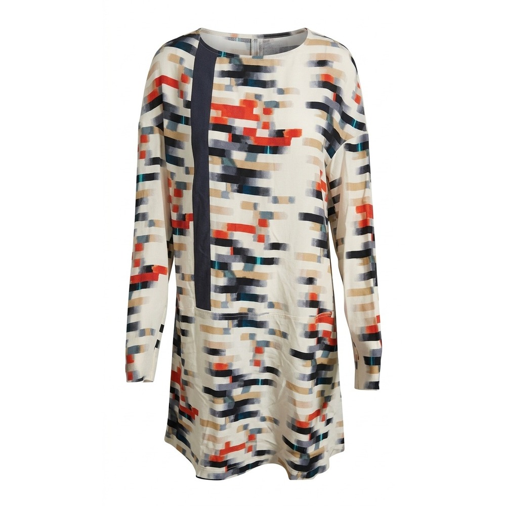 Cacharel 100% Silk Abstract Geometric Print Tunic Mini Dress Womens 8 Italy